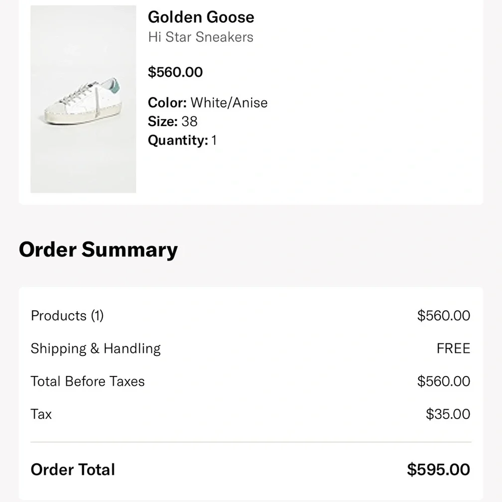 GOLDEN GOOSE Hi Star Sneakers In White/Anise Size 38 - Picture 2 of 7